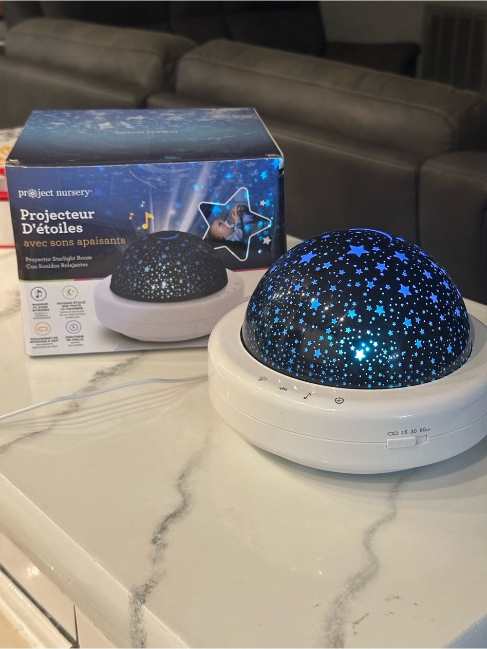 Blue Star Night Light Projector - White Base